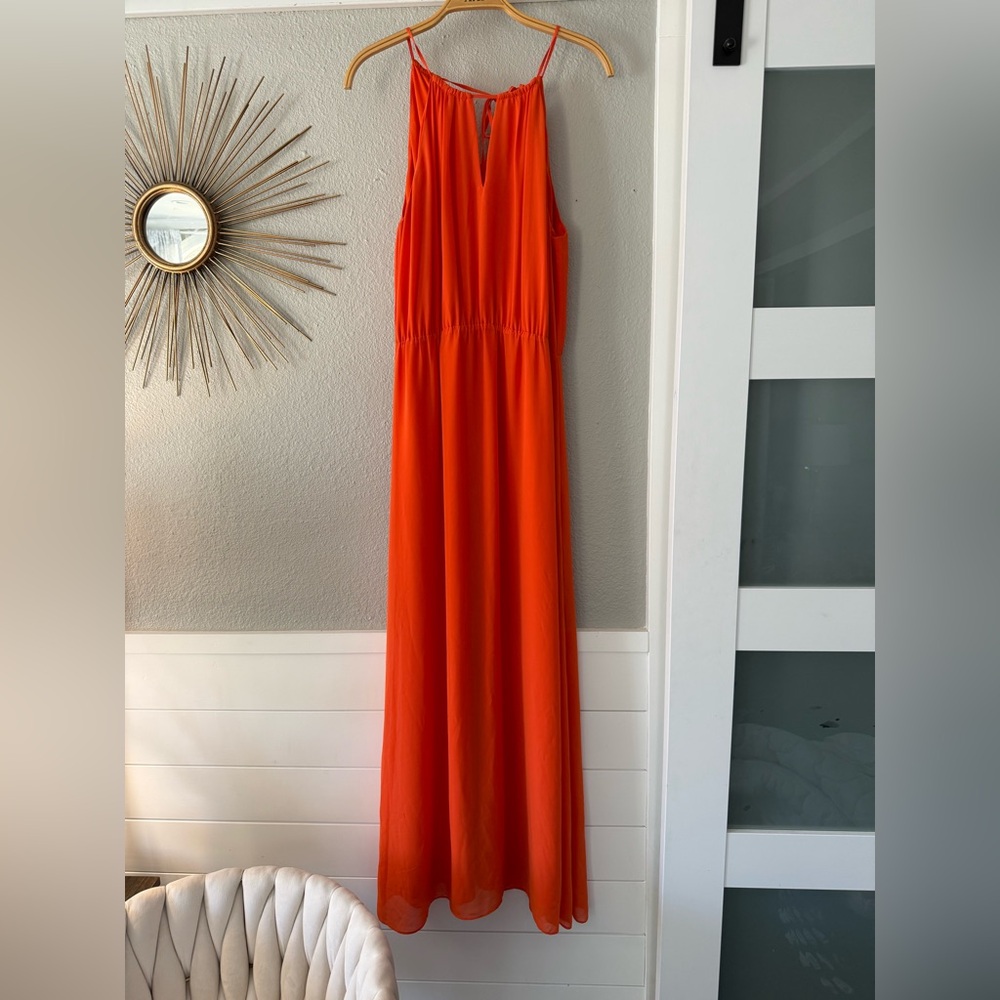 Gianni Bini Bright Orange Halter Maxi Dress